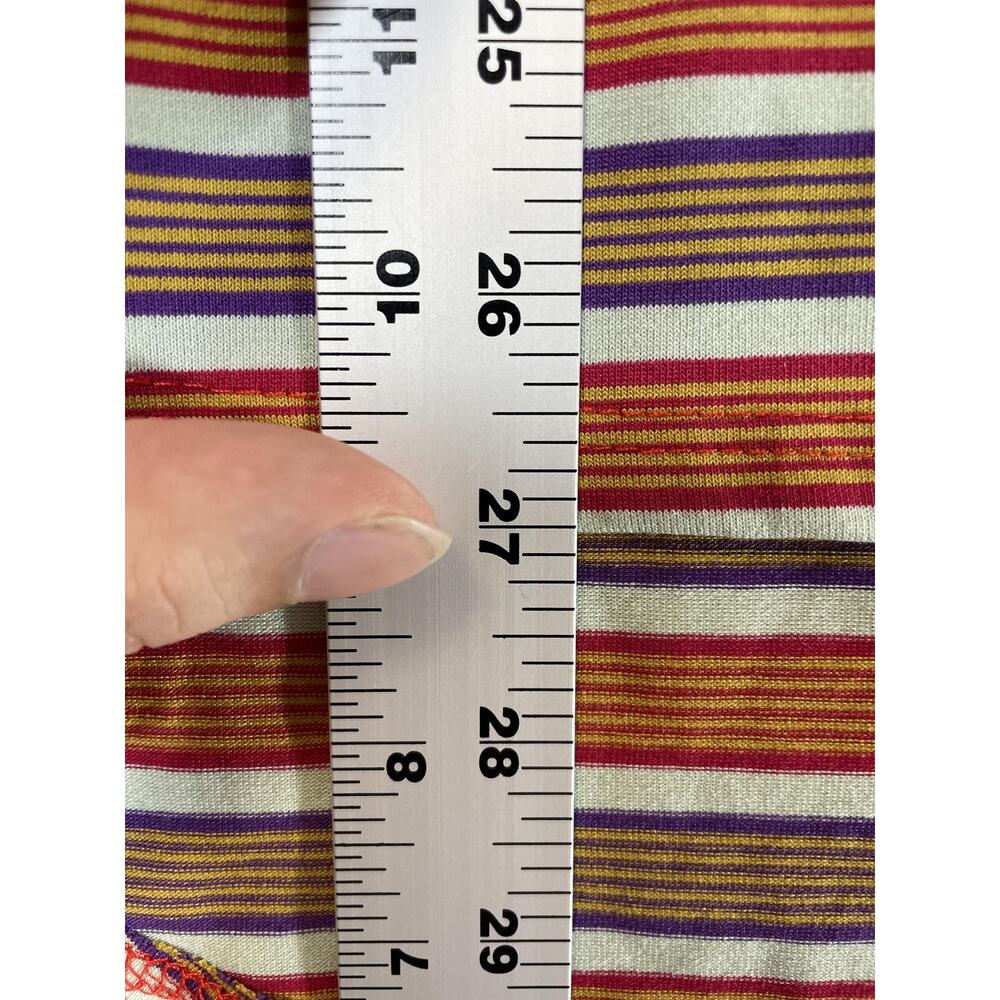 LuLaRoe‎ Lynnae Womens XXS Brown Orange Striped 3/4 Sleeve Scoop Neck Top USA - Picture 3 of 11